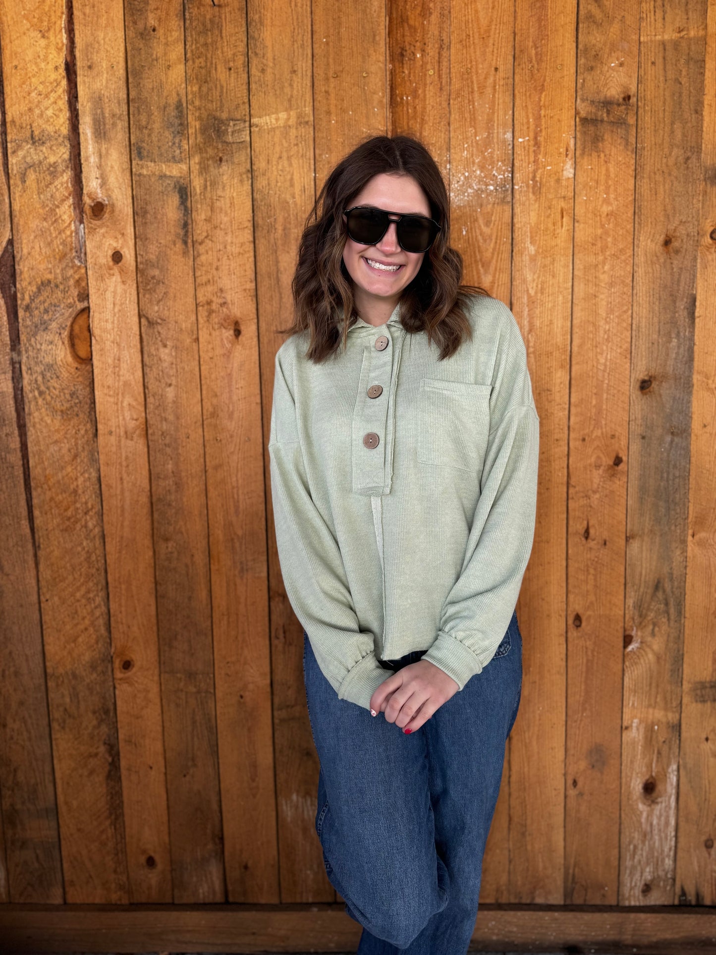 Amelia Raw Edge Knit Top: Saige