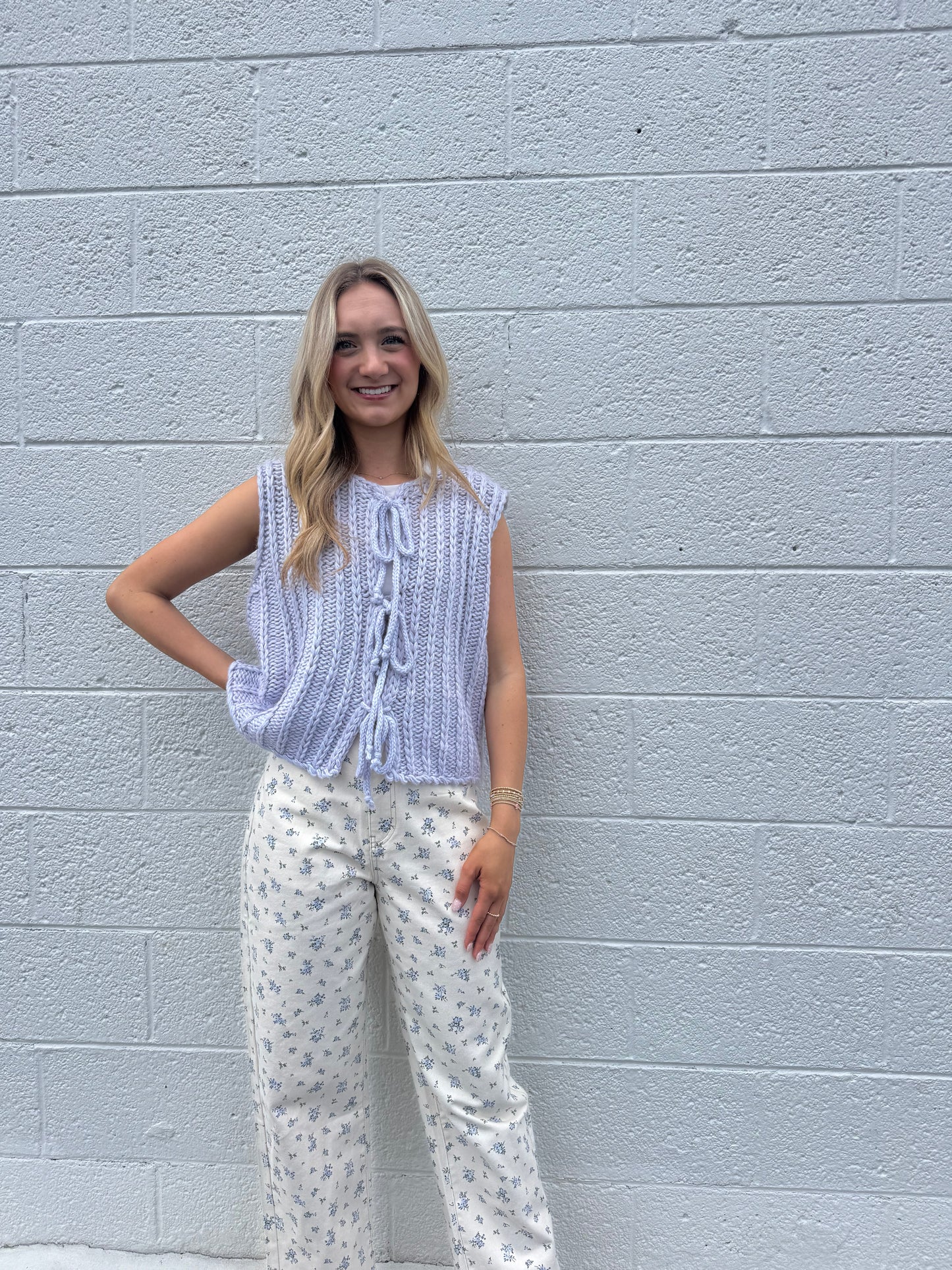 Periwinkle Pop Front Tie Knit