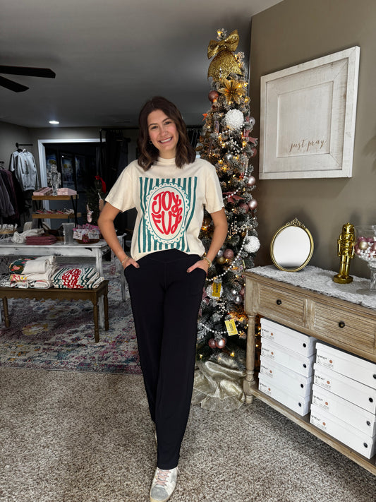 Joyful Striped Holiday T-Shirt
