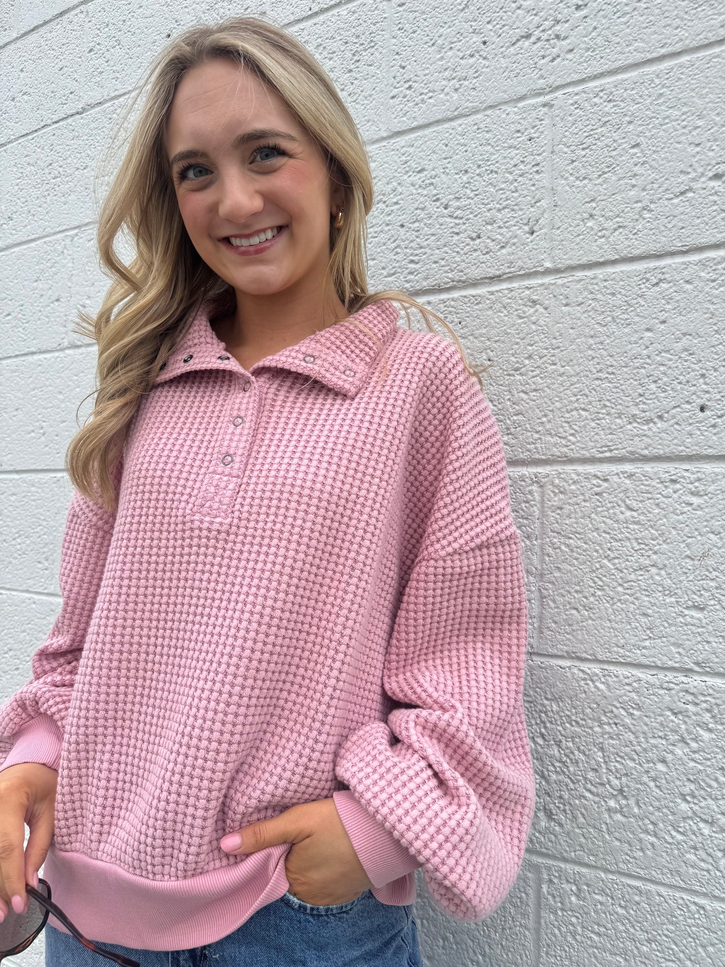 Hannah Waffle Knit Pullover