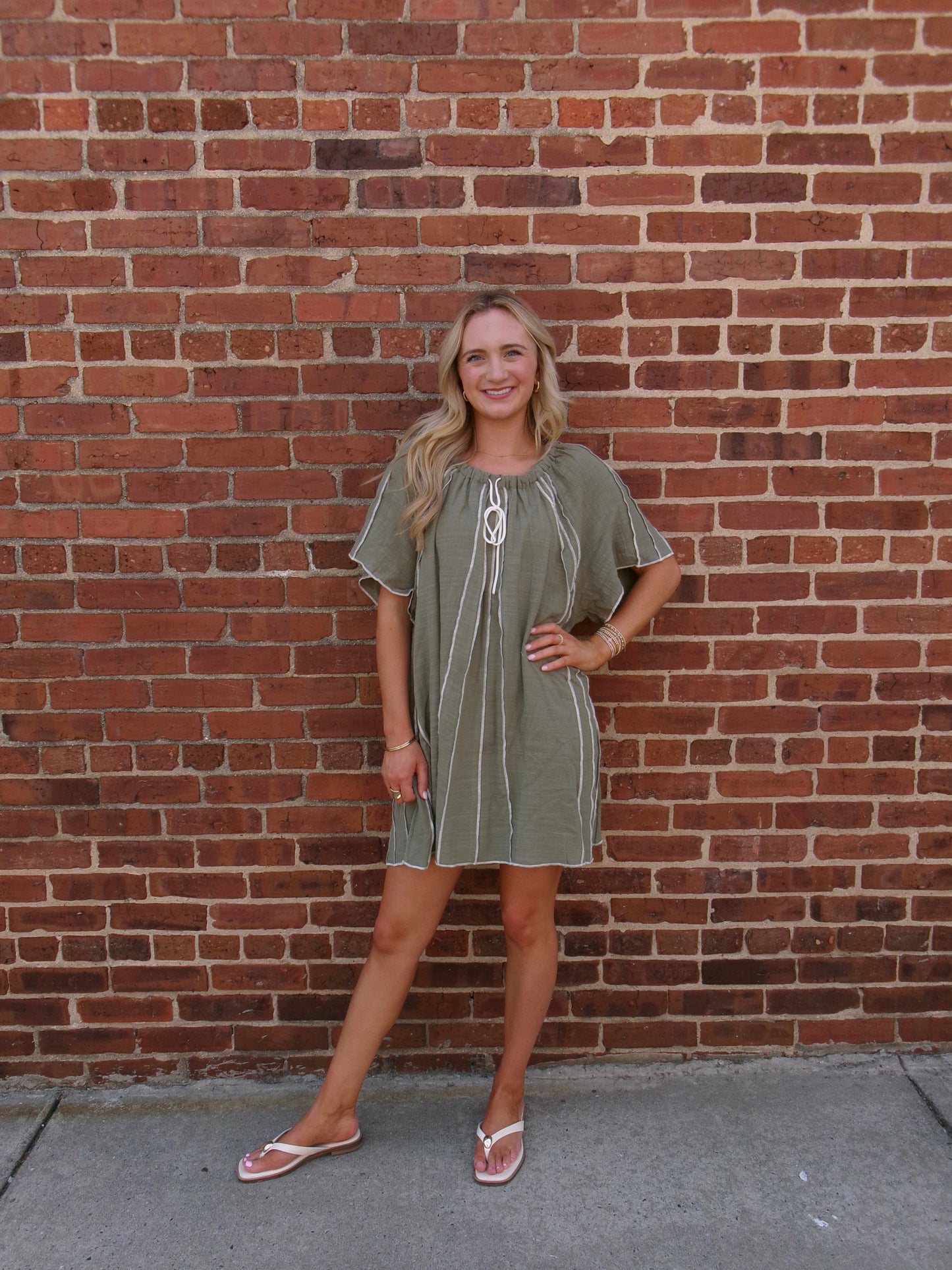 Olive Shore Seam Detail Dress