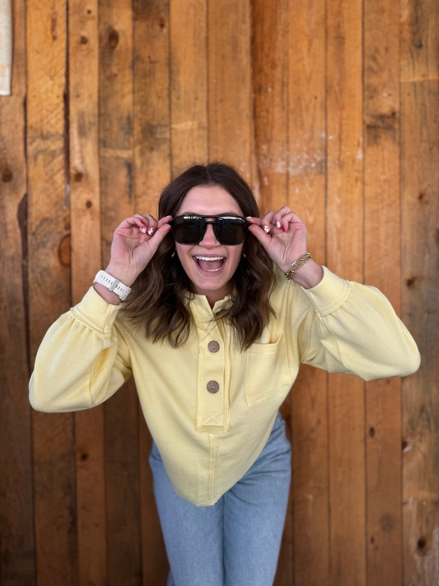 Amelia Raw Edge Knit Top: Yellow