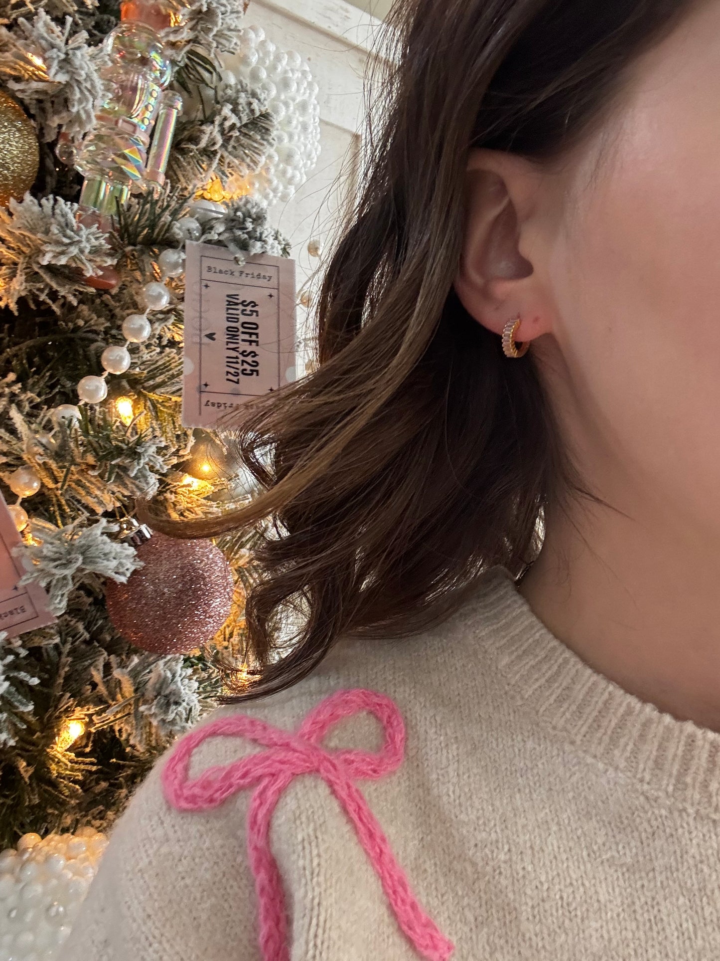 Pink Champagne Huggie Earrings