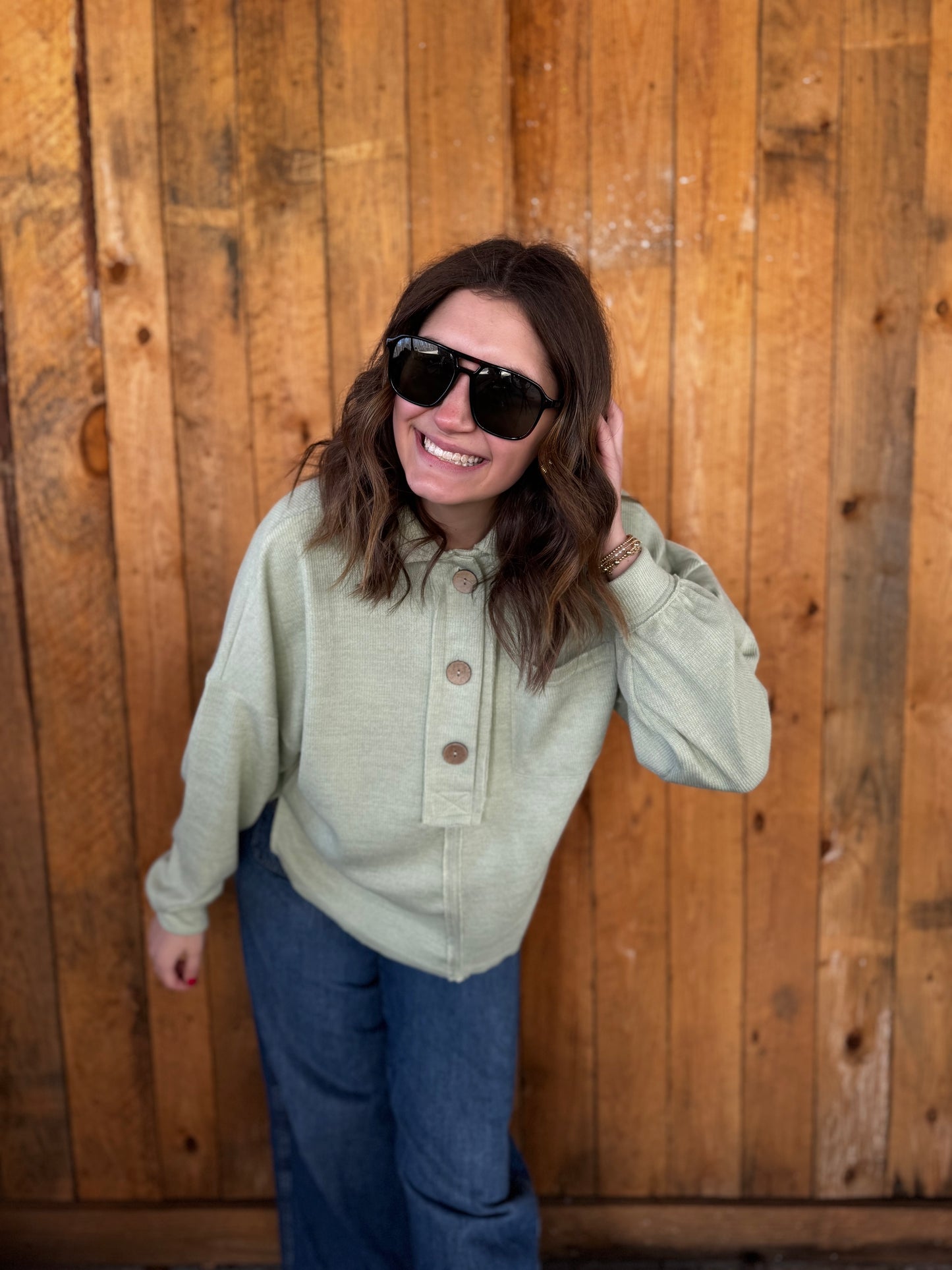 Amelia Raw Edge Knit Top: Saige