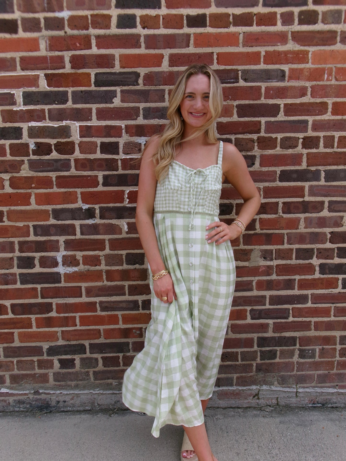 Country Clover Gingham Midi Dress