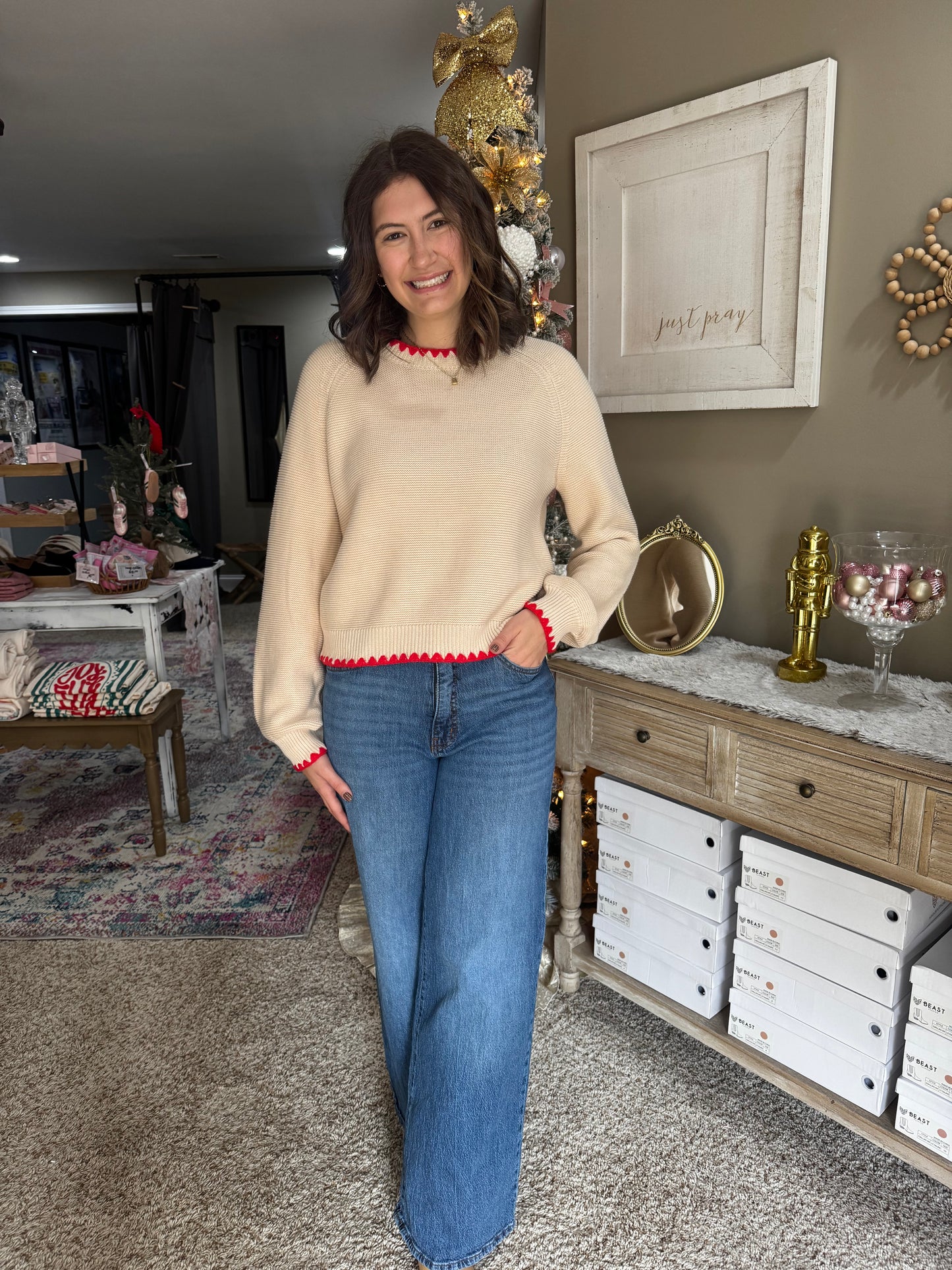 Ivory Stitch Detail Sweater