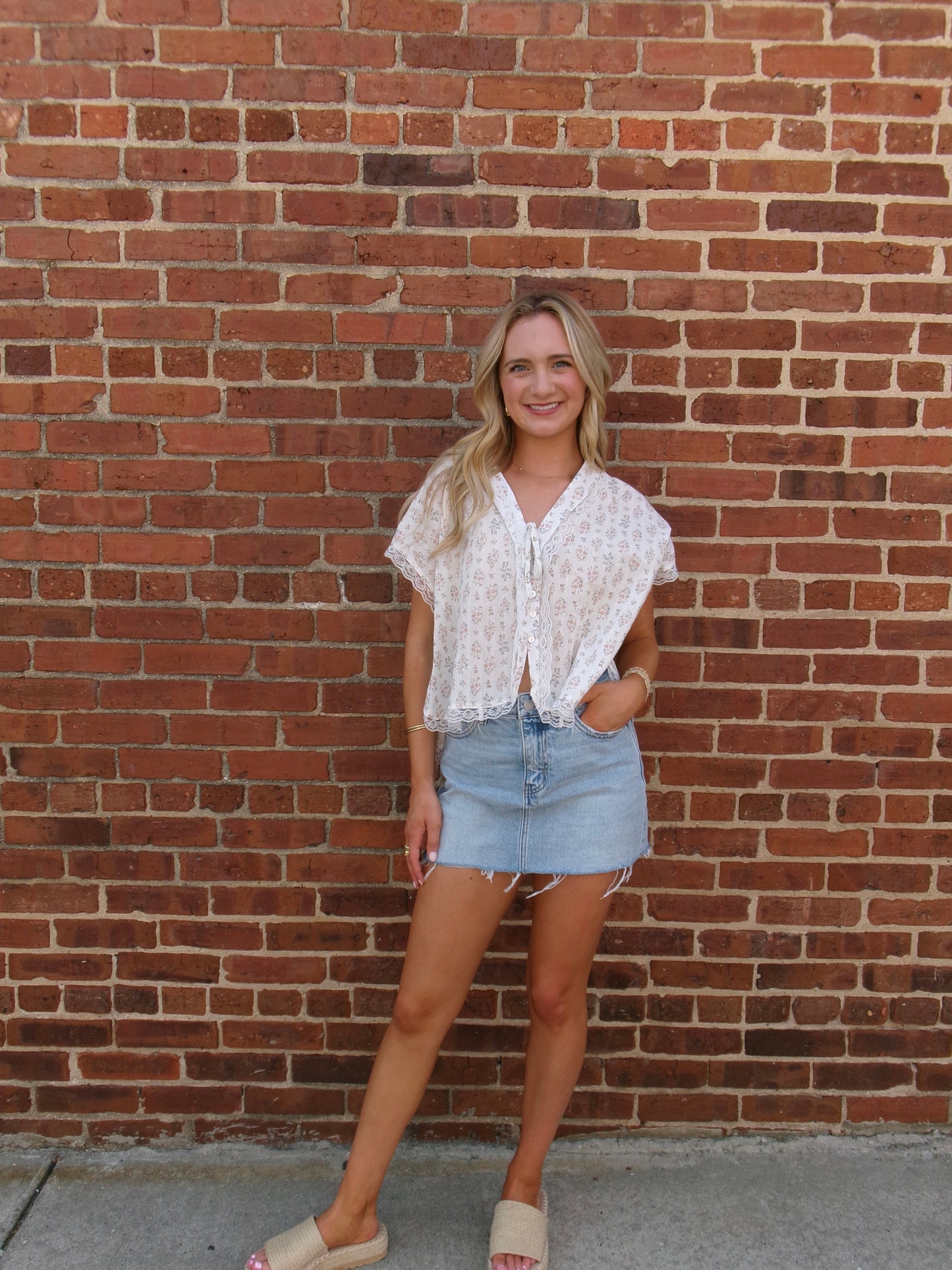 Ivory Shore Tie Lace Blouse