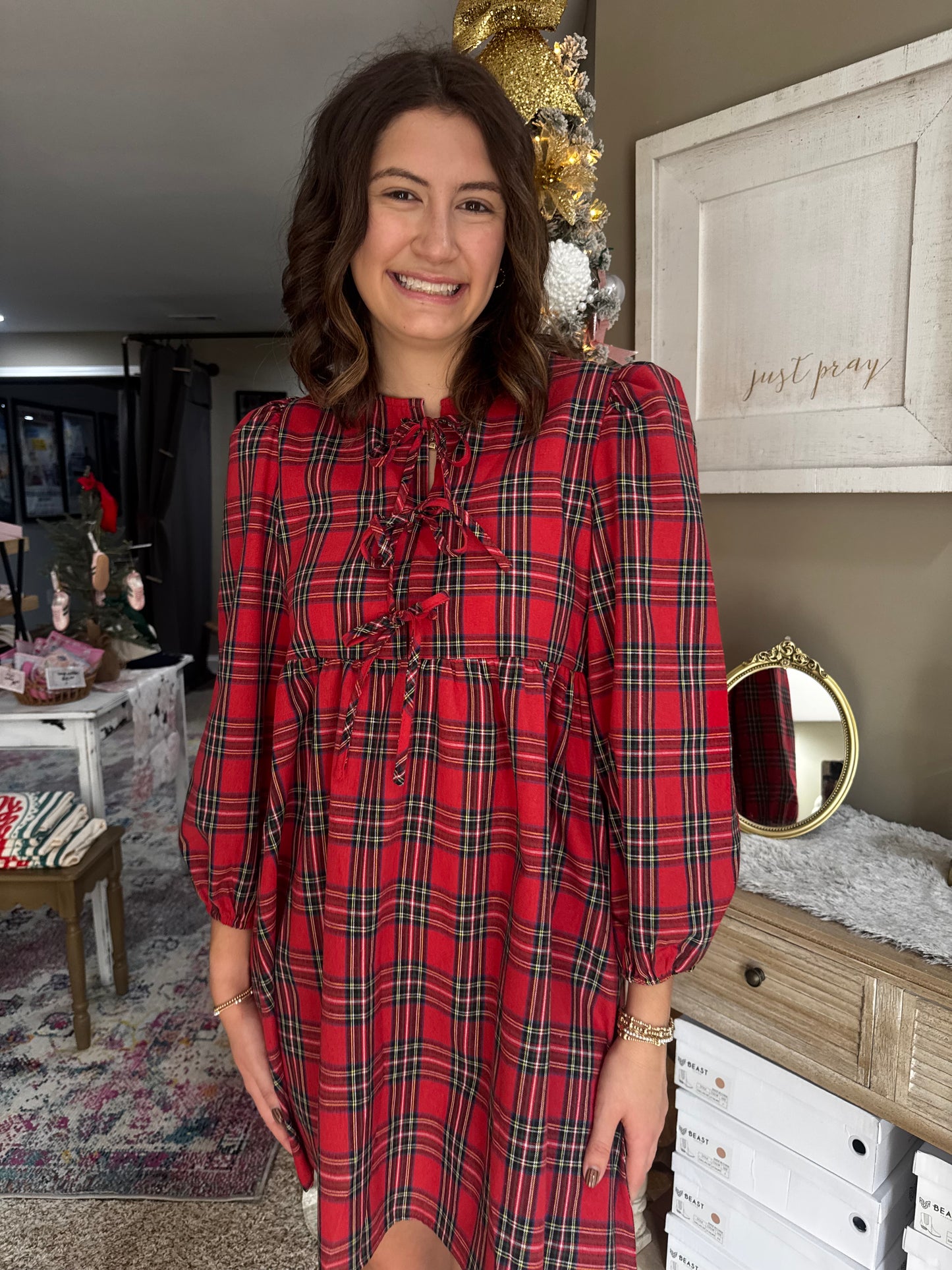 Holly Plaid Babydoll Dress