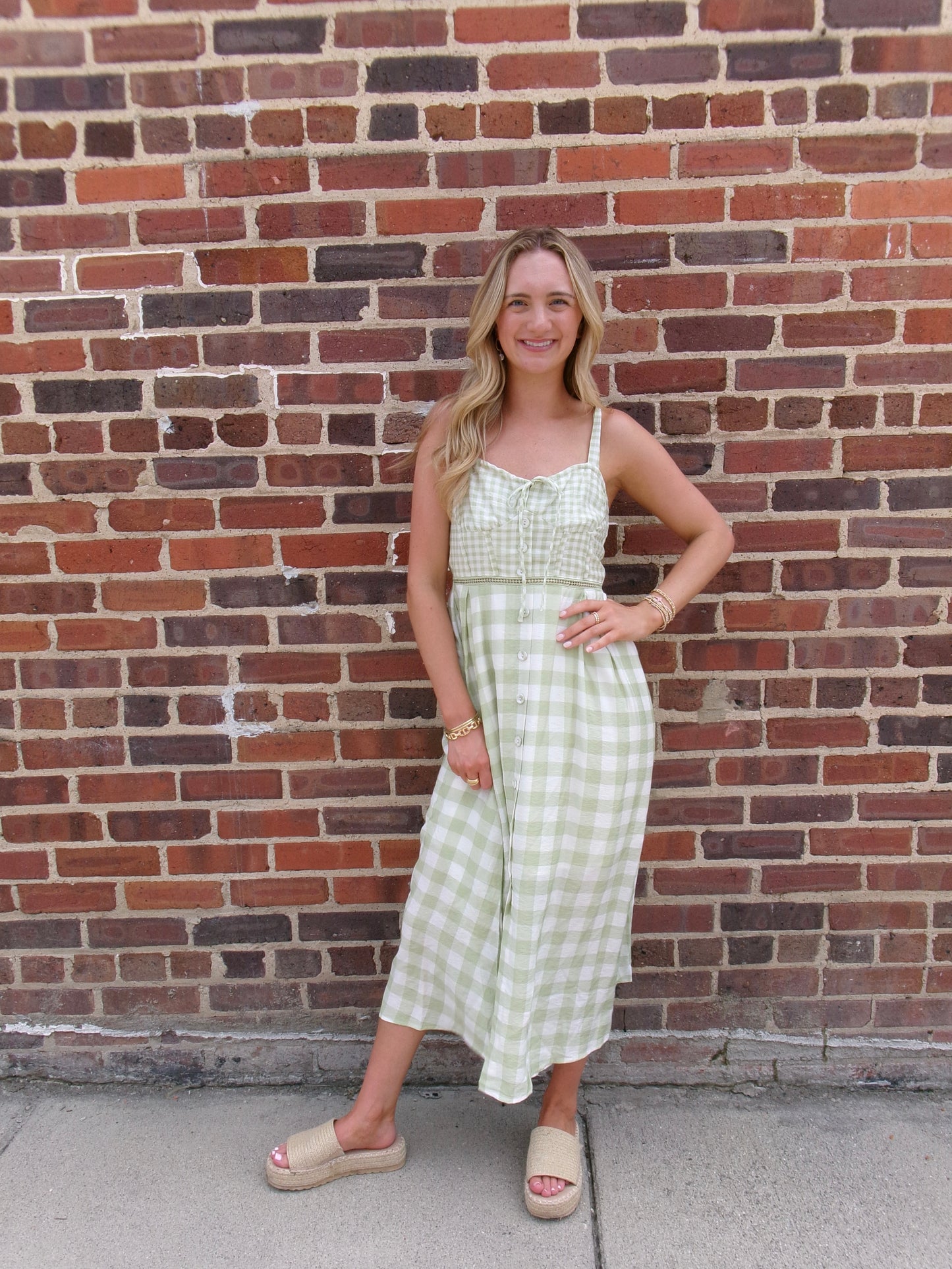 Country Clover Gingham Midi Dress