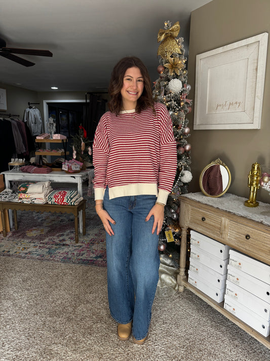 Ashley Striped Split Hem Top