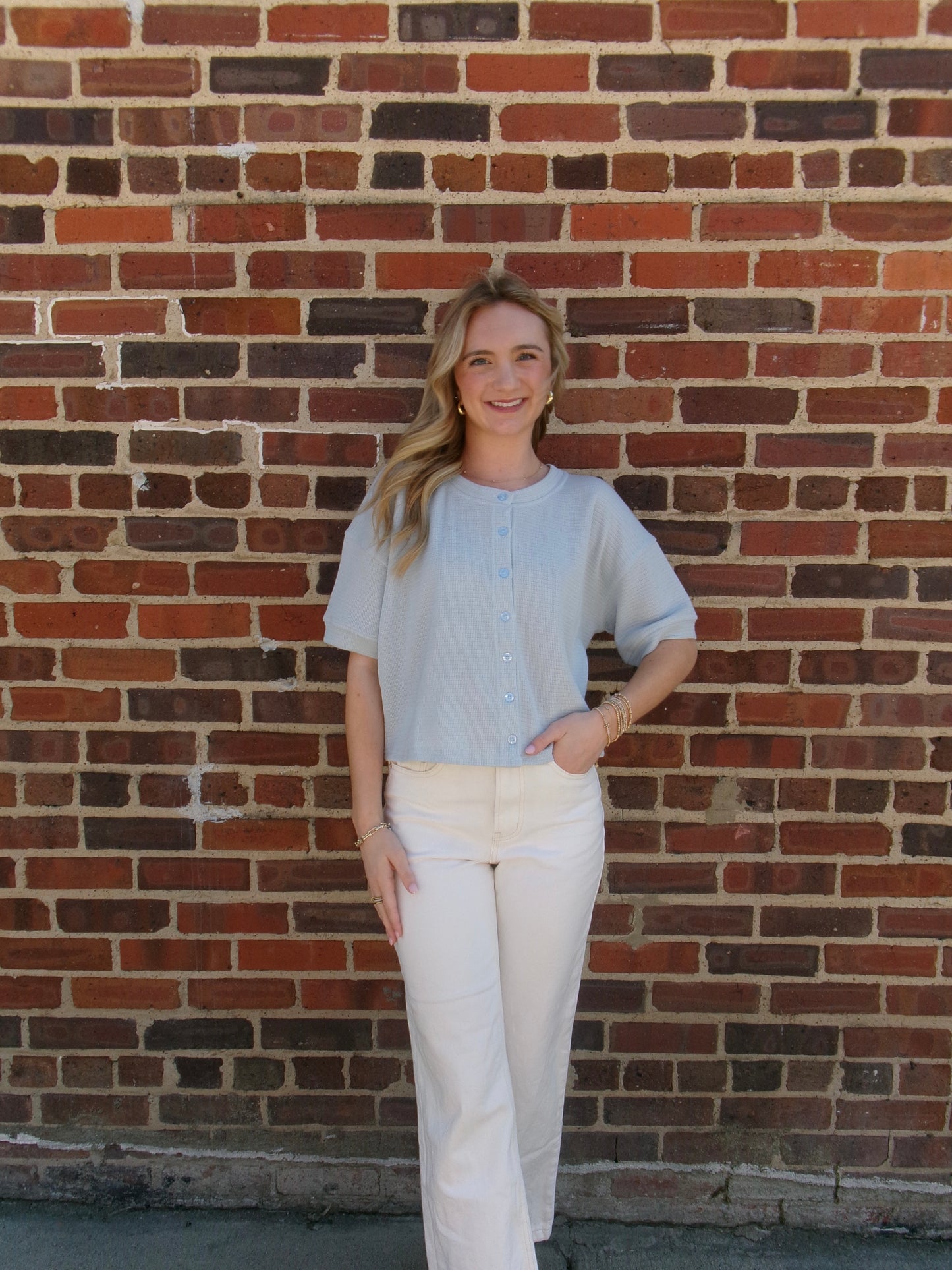 Skye Waffle Knit Cardigan Tee