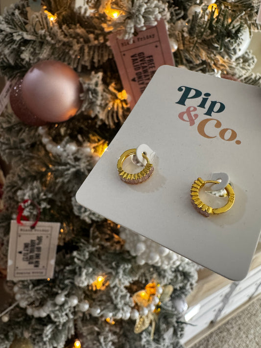 Pink Champagne Huggie Earrings