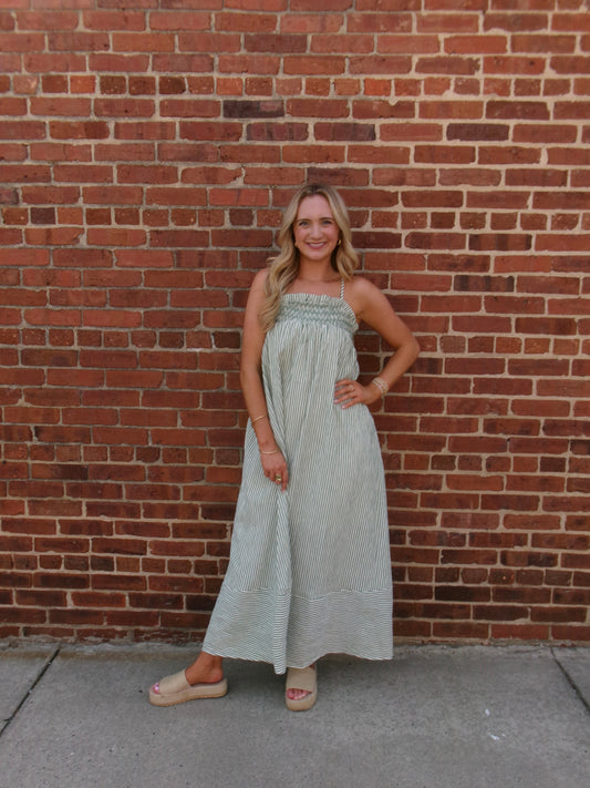 Seaside Stitch Smocked Maxi Dress