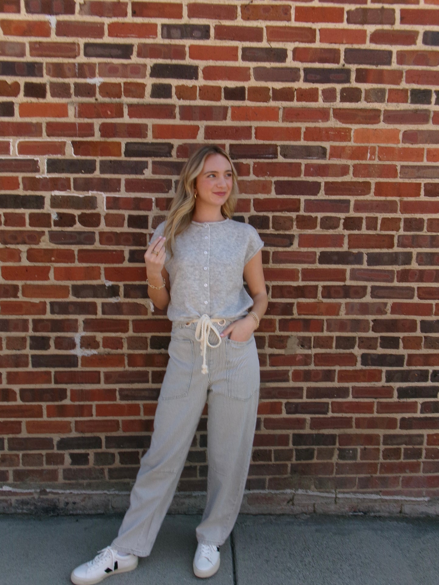 Heathered Button-Front Tee