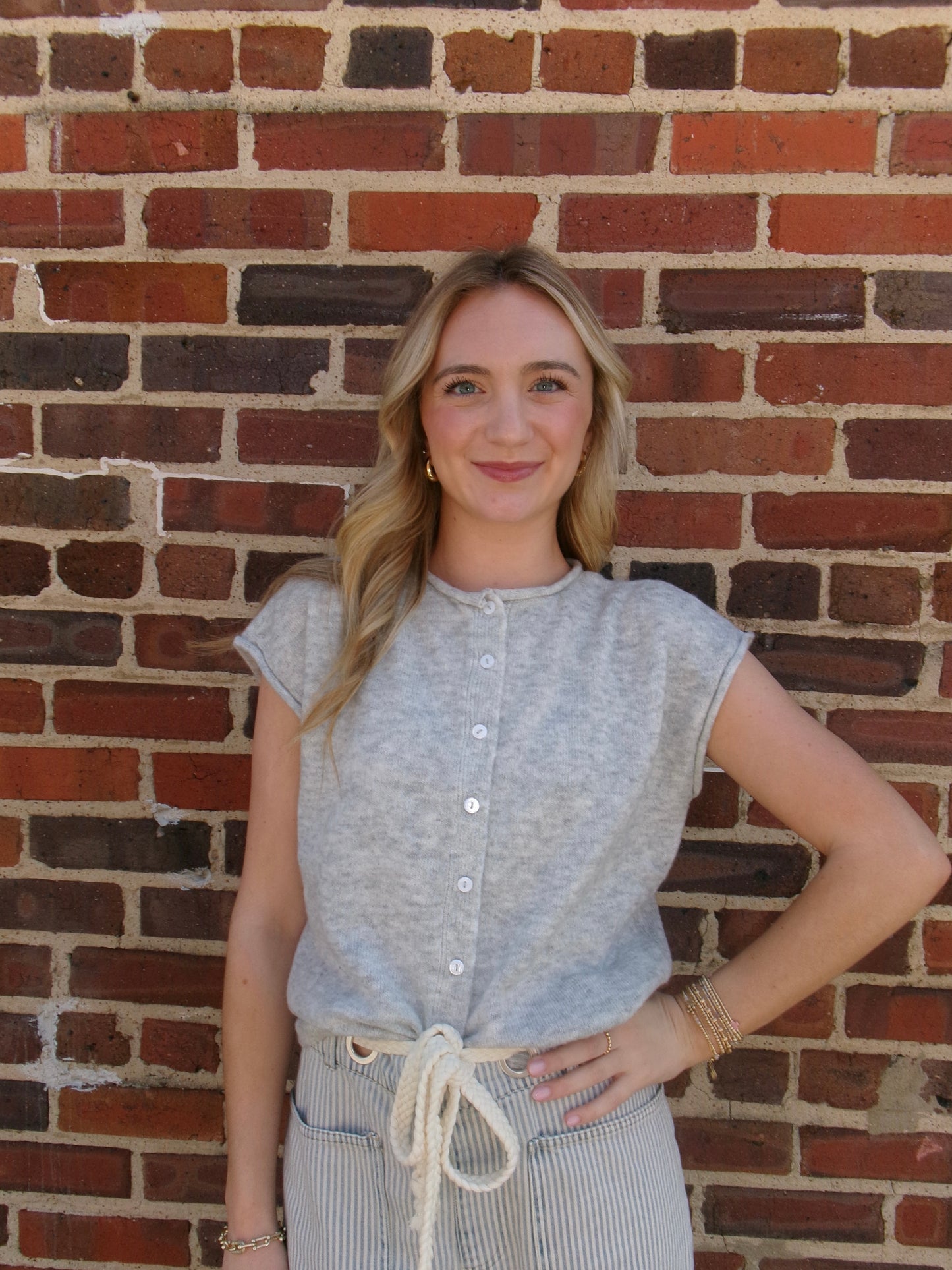 Heathered Button-Front Tee