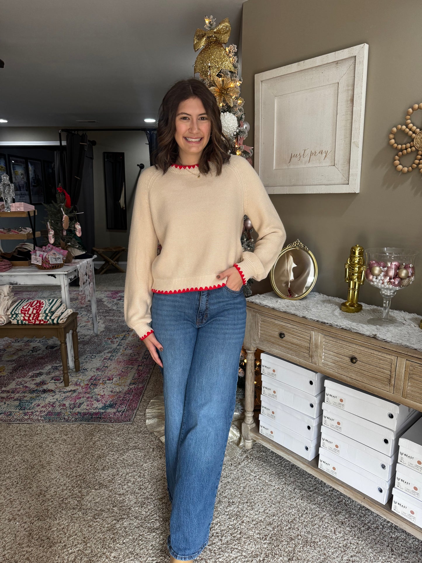 Ivory Stitch Detail Sweater