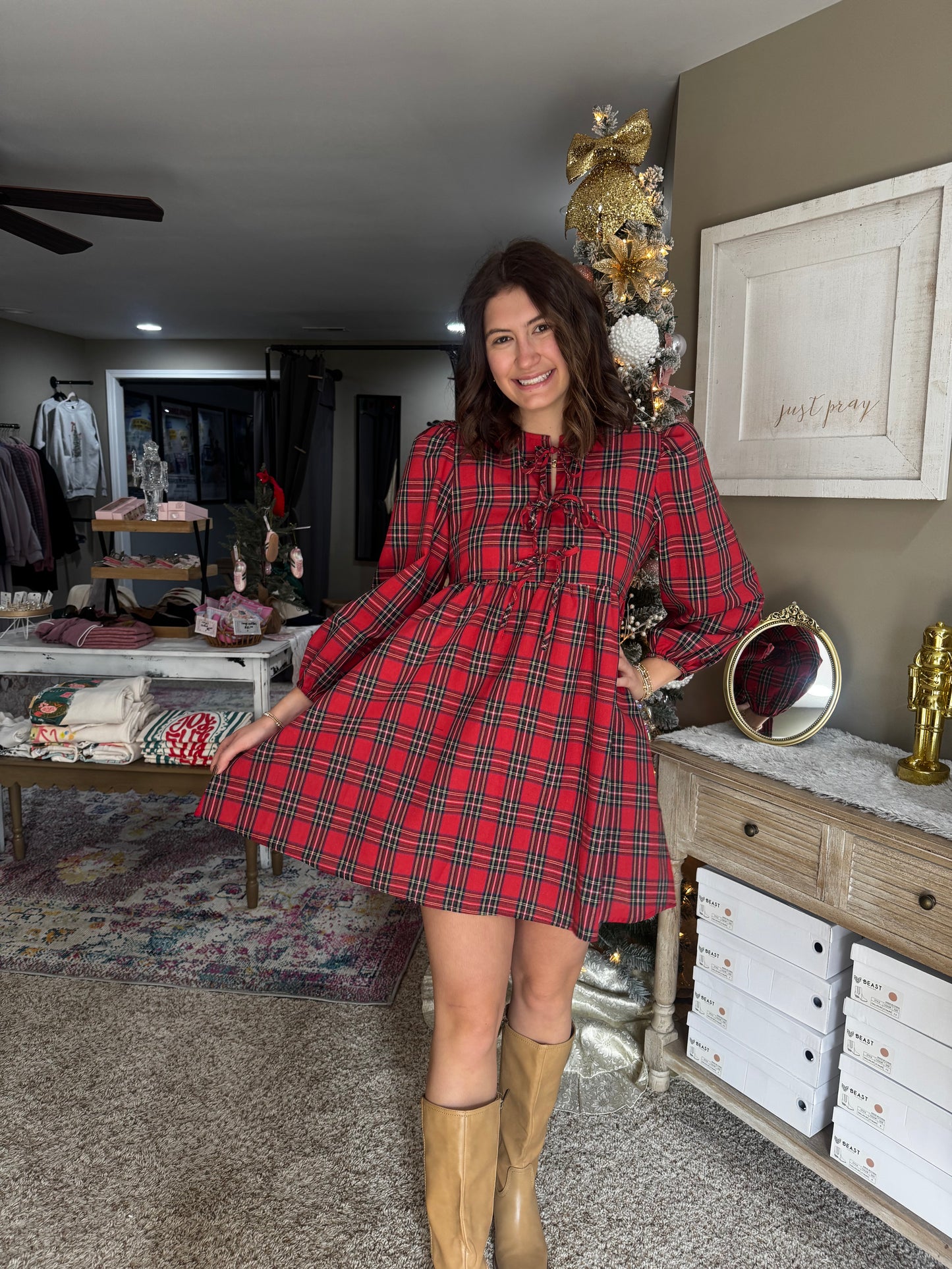 Holly Plaid Babydoll Dress