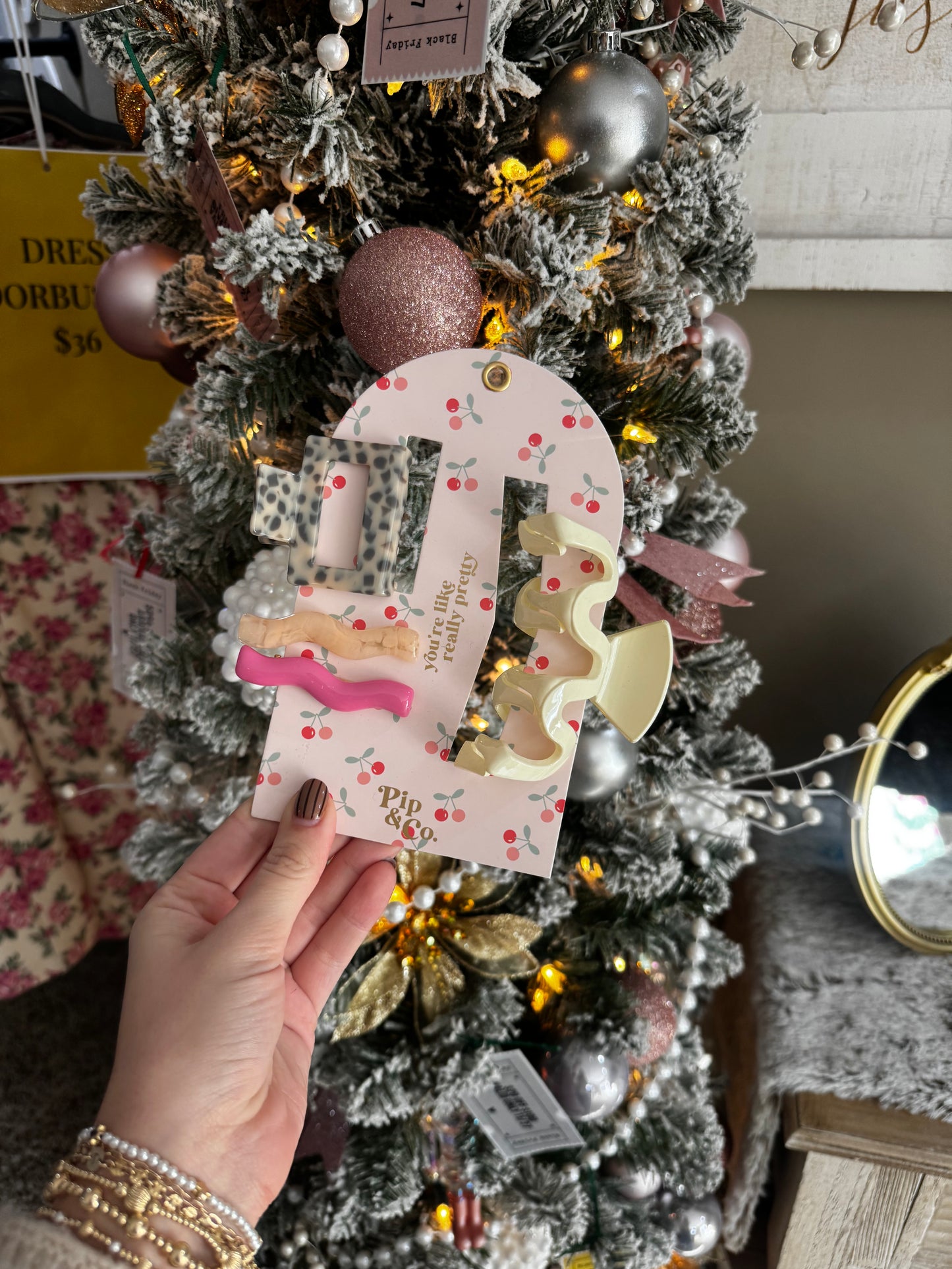 Pink and Leopard Wavy Hair Clip and Barrette Set