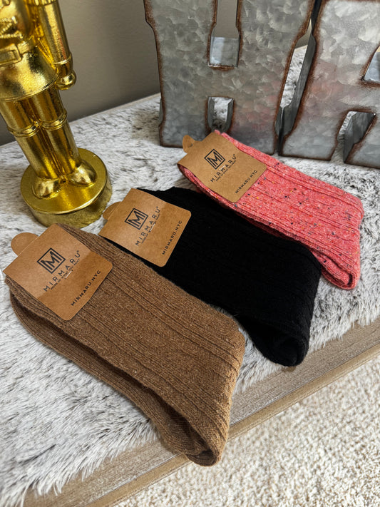 Wool Blend Crew Knit Socks
