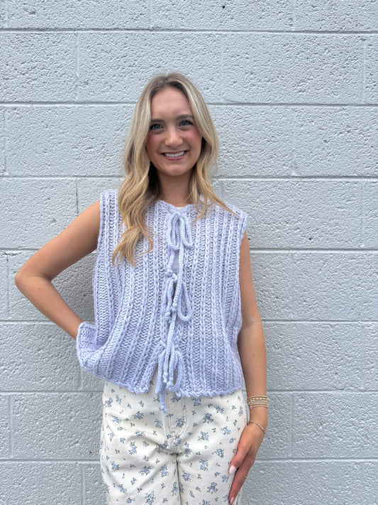 Periwinkle Pop Front Tie Knit