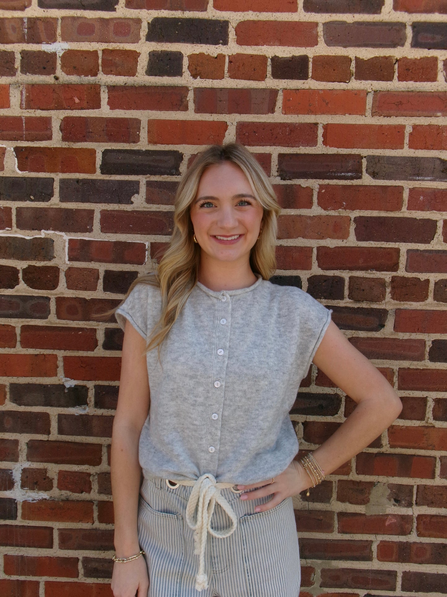 Heathered Button-Front Tee