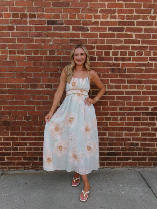 Seafoam Petals Midi Dress