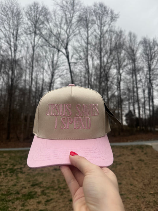 “Jesus Saves I Spend” Trucker Hat